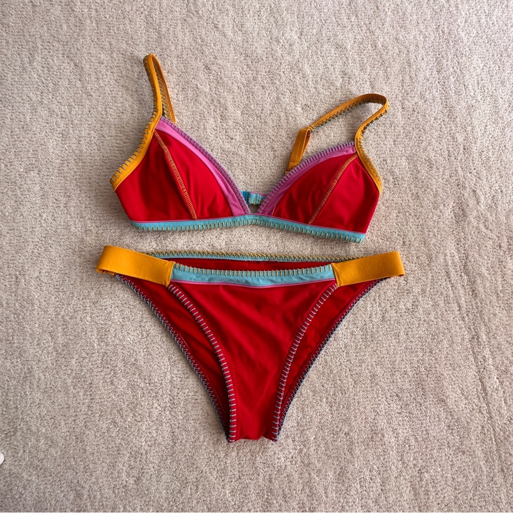 Bananamoon Red Bikini with Yellow & Turquoise Trim